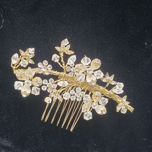 Gold and crystal flower hair comb